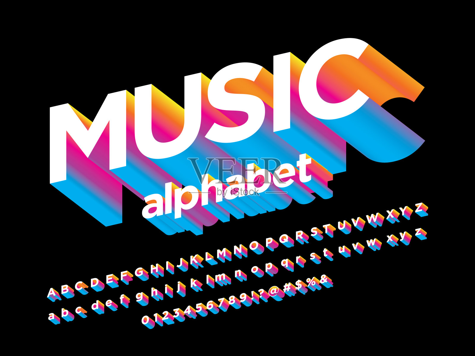 彩色字体插画图片素材