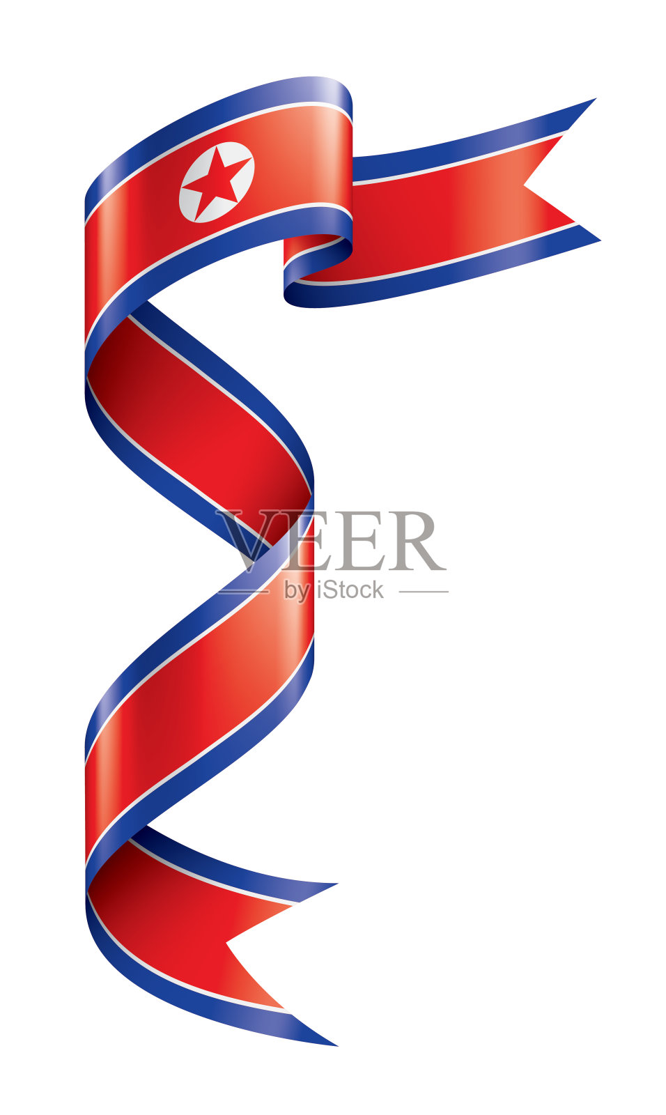 北朝鲜国旗，白色背景矢量插图插画图片素材