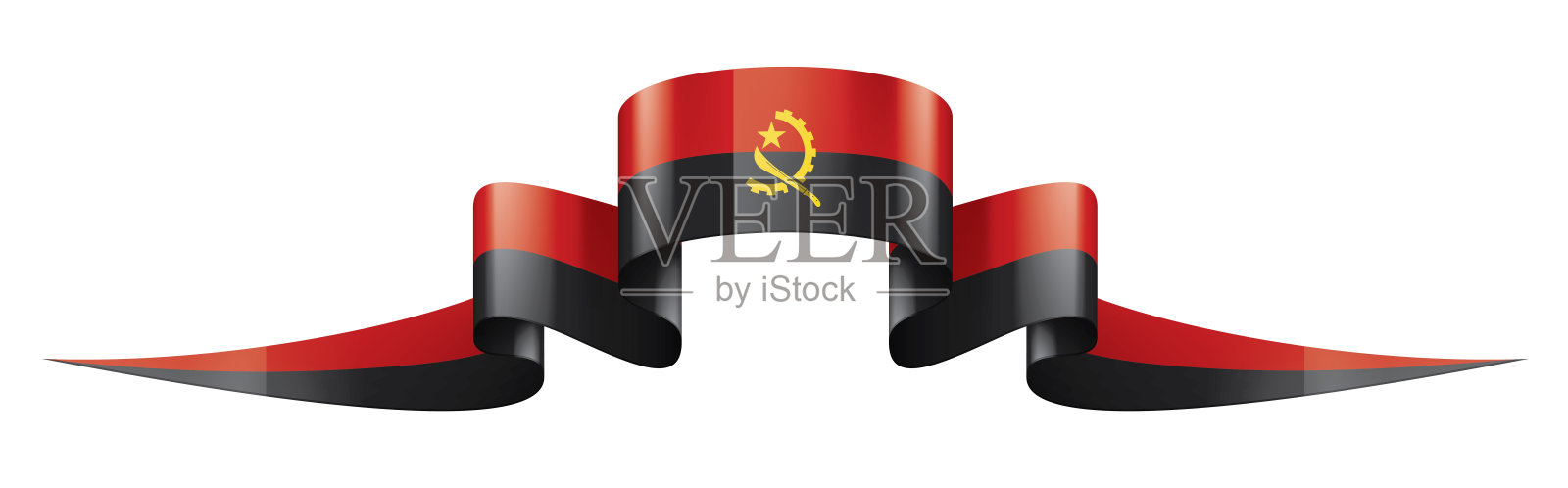 安哥拉国旗，白色背景矢量插图插画图片素材