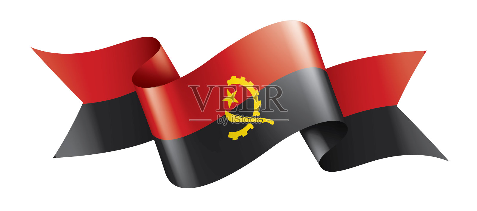 安哥拉国旗，白色背景矢量插图插画图片素材