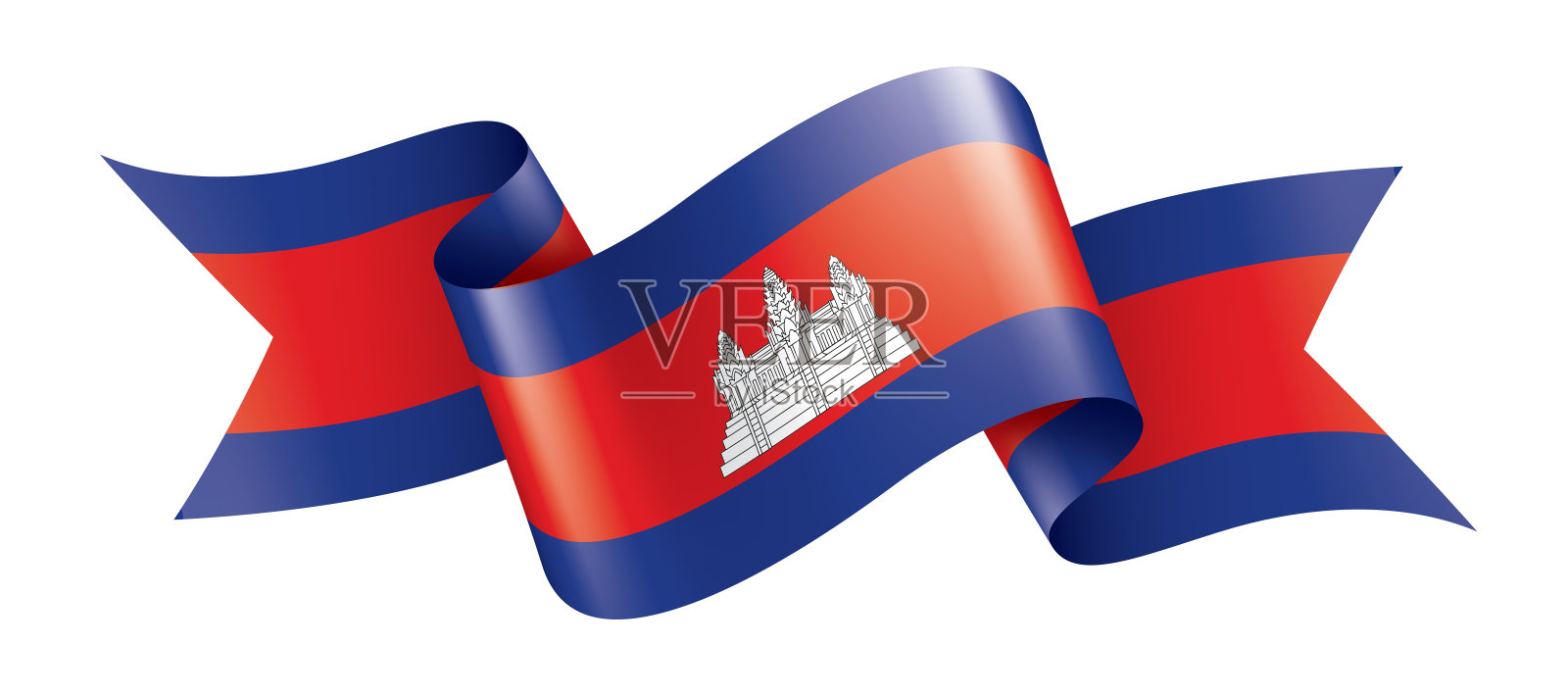 柬埔寨国旗，矢量插图在白色的背景插画图片素材