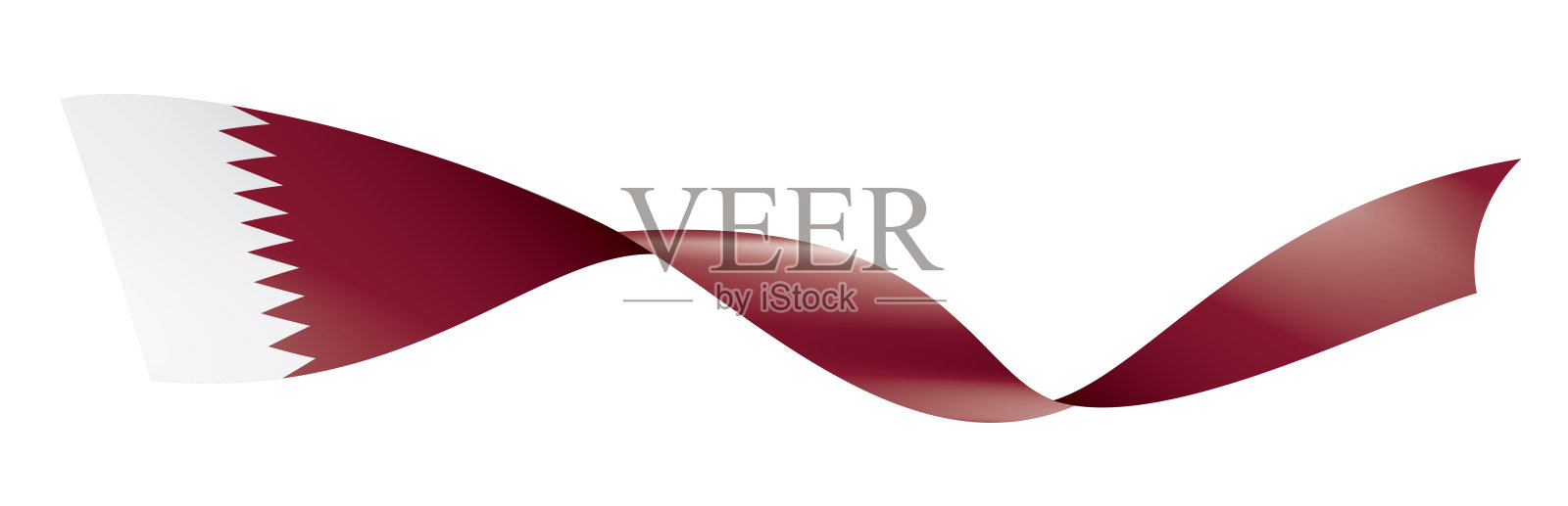 卡塔尔国旗，矢量插图在白色的背景插画图片素材