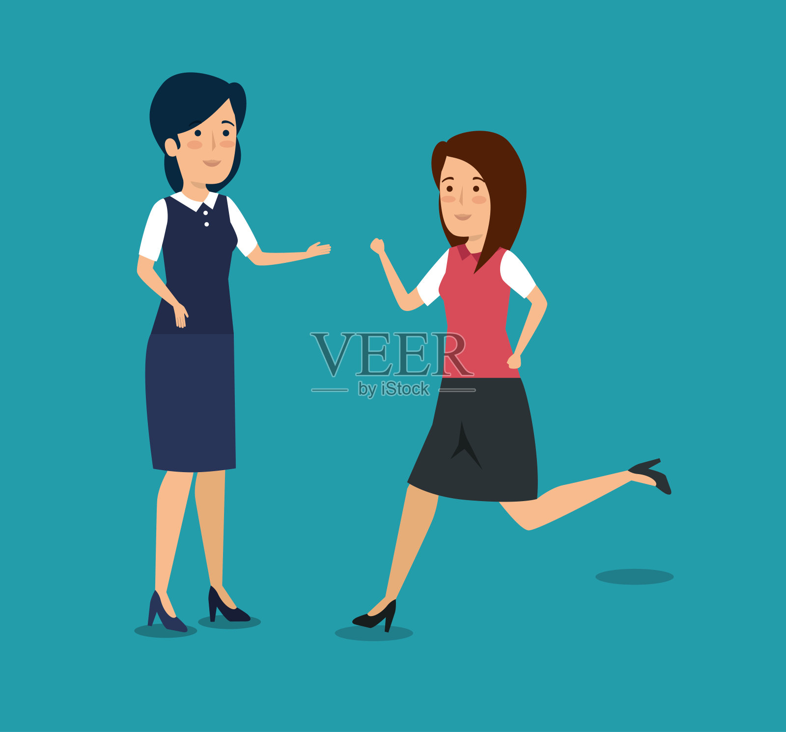 女企业家专业团队合作计划插画图片素材