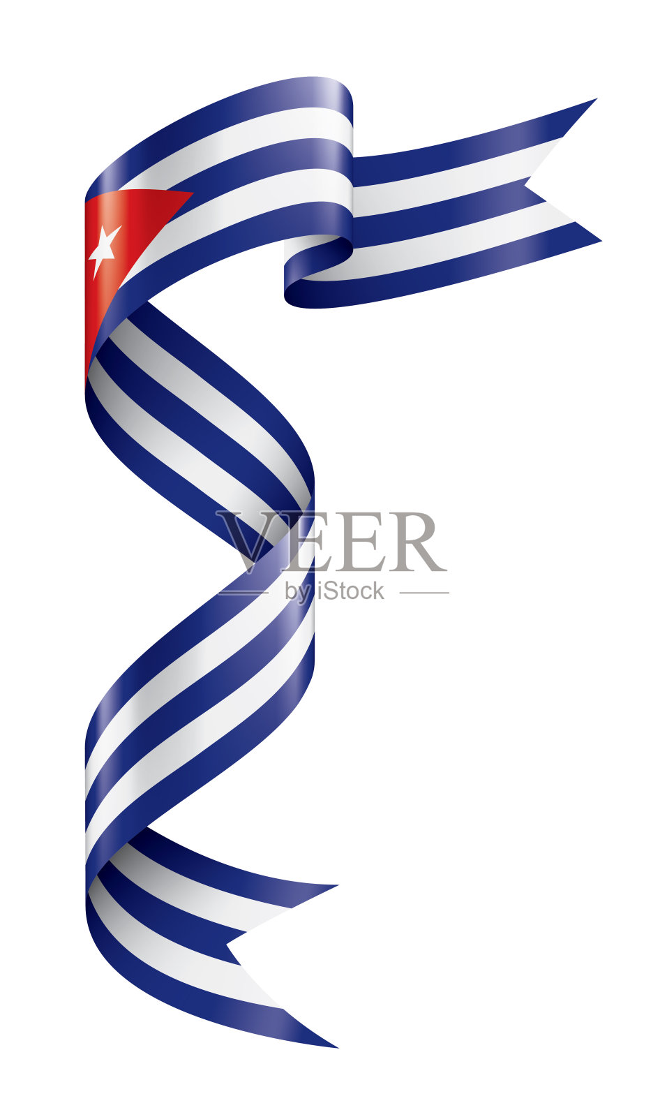 古巴国旗，白色背景矢量插图插画图片素材