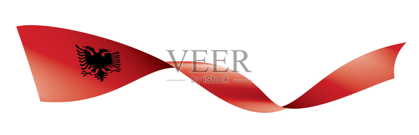 阿尔巴尼亚国旗，白色背景矢量插图插画图片素材