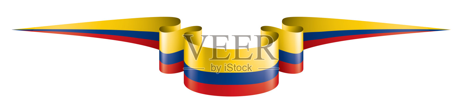 哥伦比亚国旗，白色背景矢量插图插画图片素材