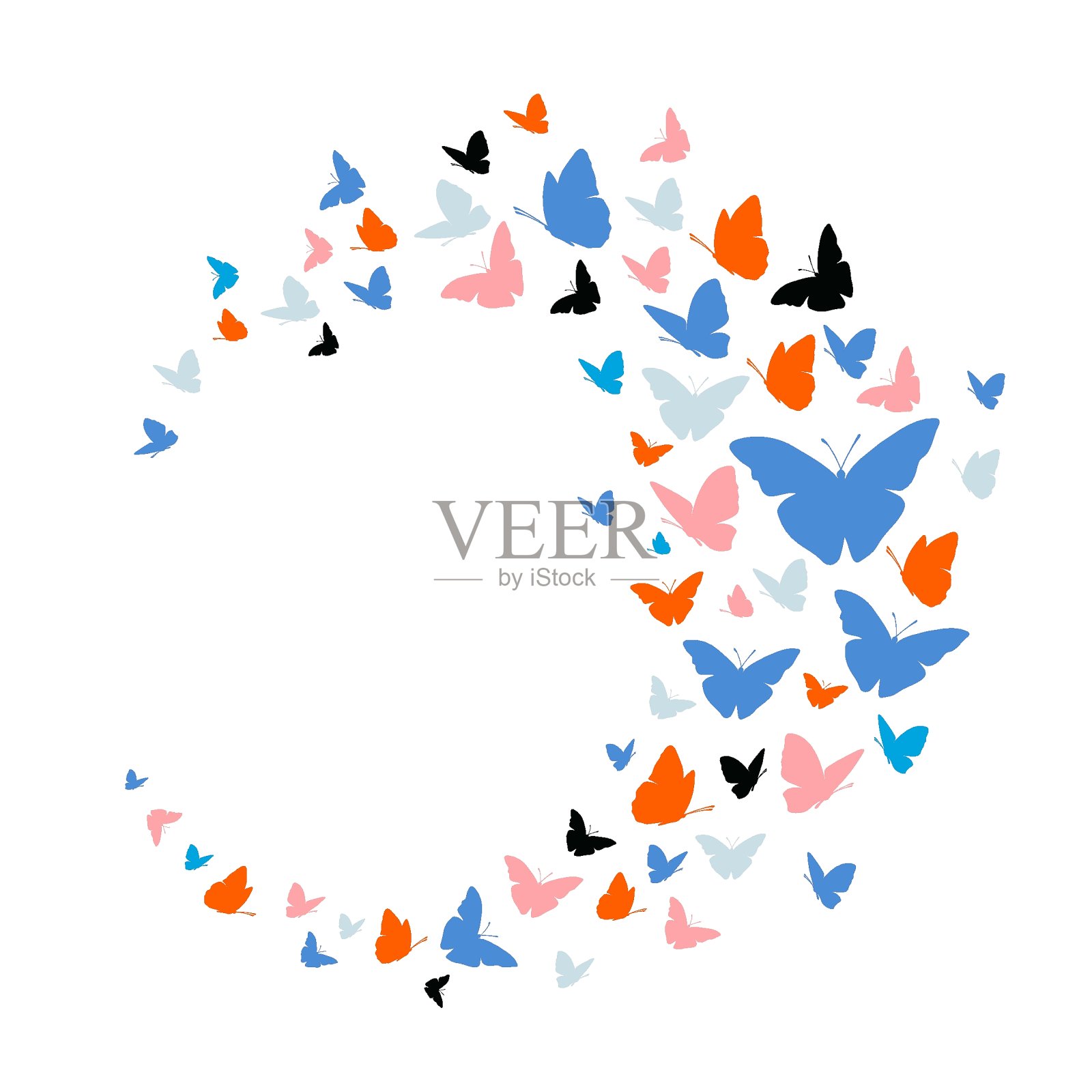 飞蝴蝶矢量背景。织物、纺织品、服装的抽象纹理。——矢量插画图片素材