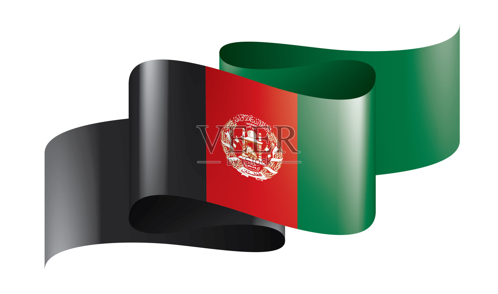 阿富汗国旗，白色背景上的矢量插图插画图片素材