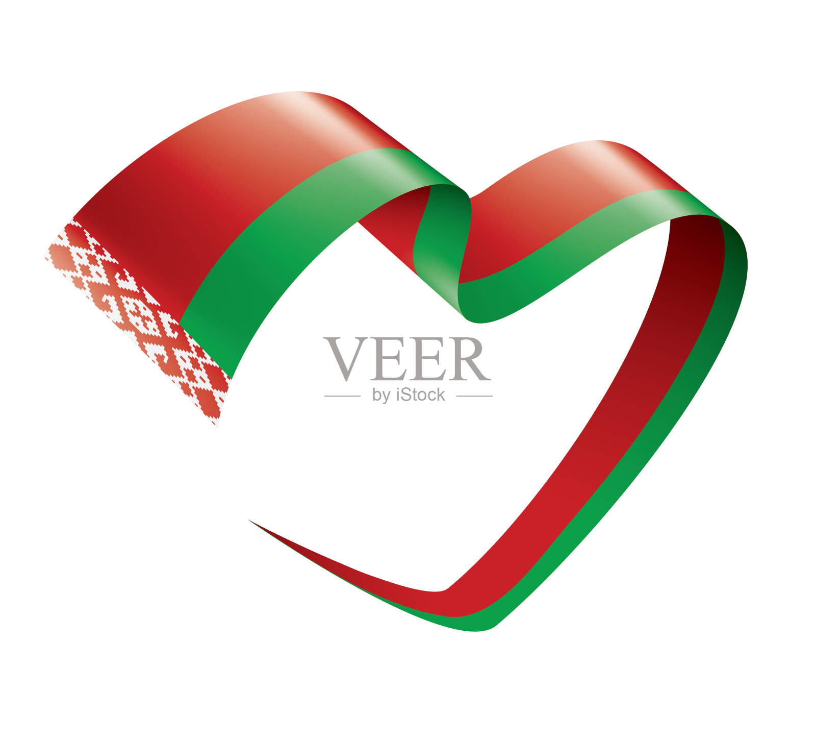 白俄罗斯国旗，白色背景上的矢量插图插画图片素材