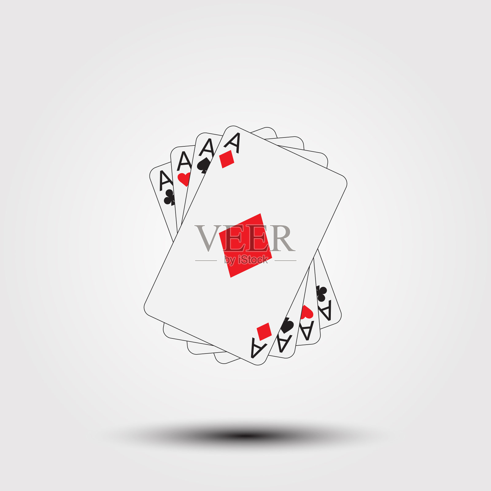 玩扑克卡。矢量图，四套插画图片素材