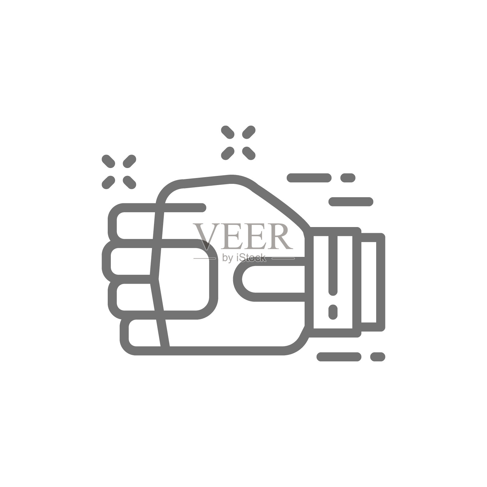 泰国武术，手在战斗手套，泰拳线图标。插画图片素材