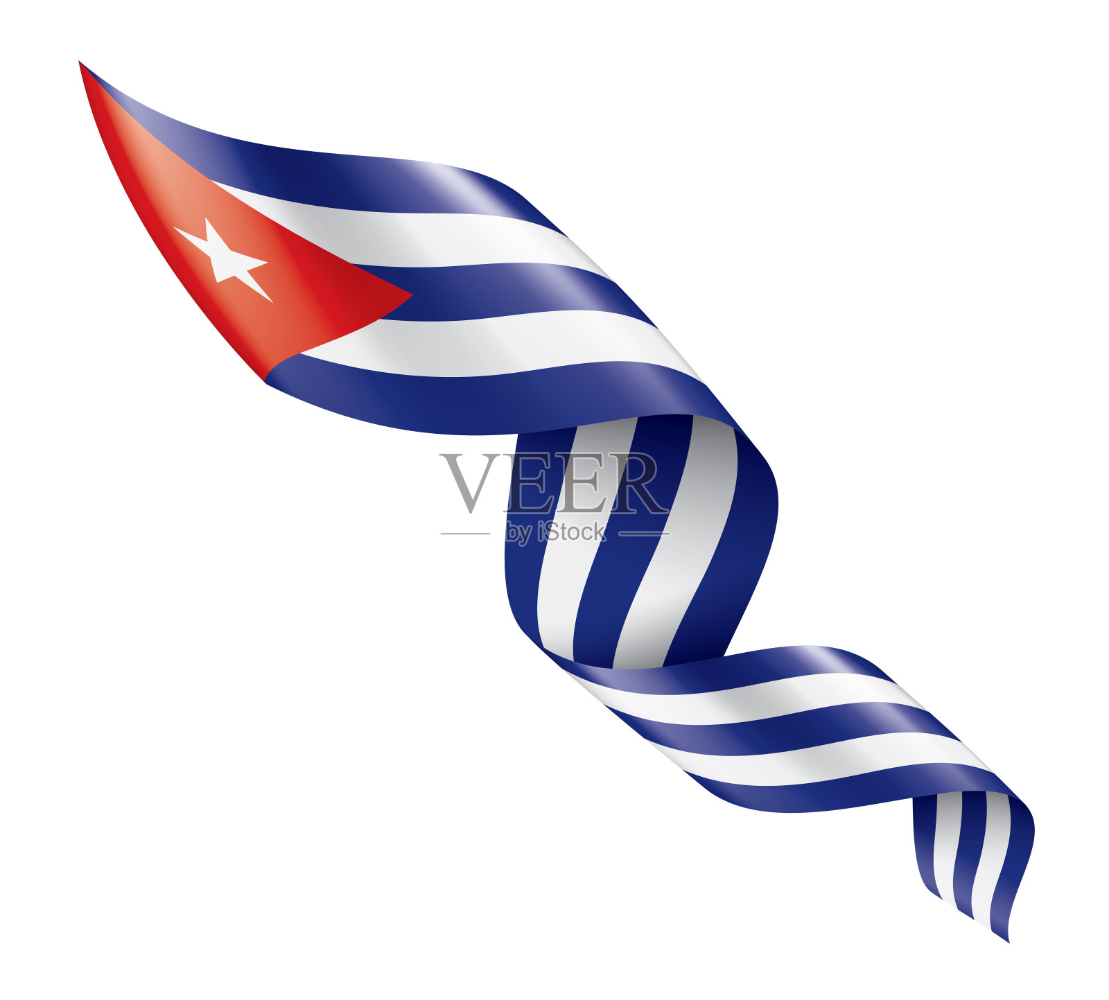 古巴国旗，白色背景矢量插图插画图片素材