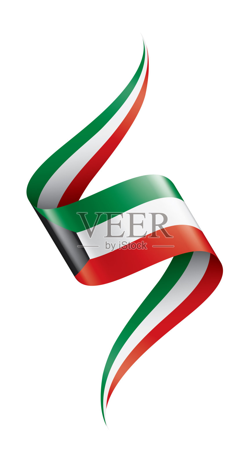 科威特国旗，矢量插图在白色的背景插画图片素材