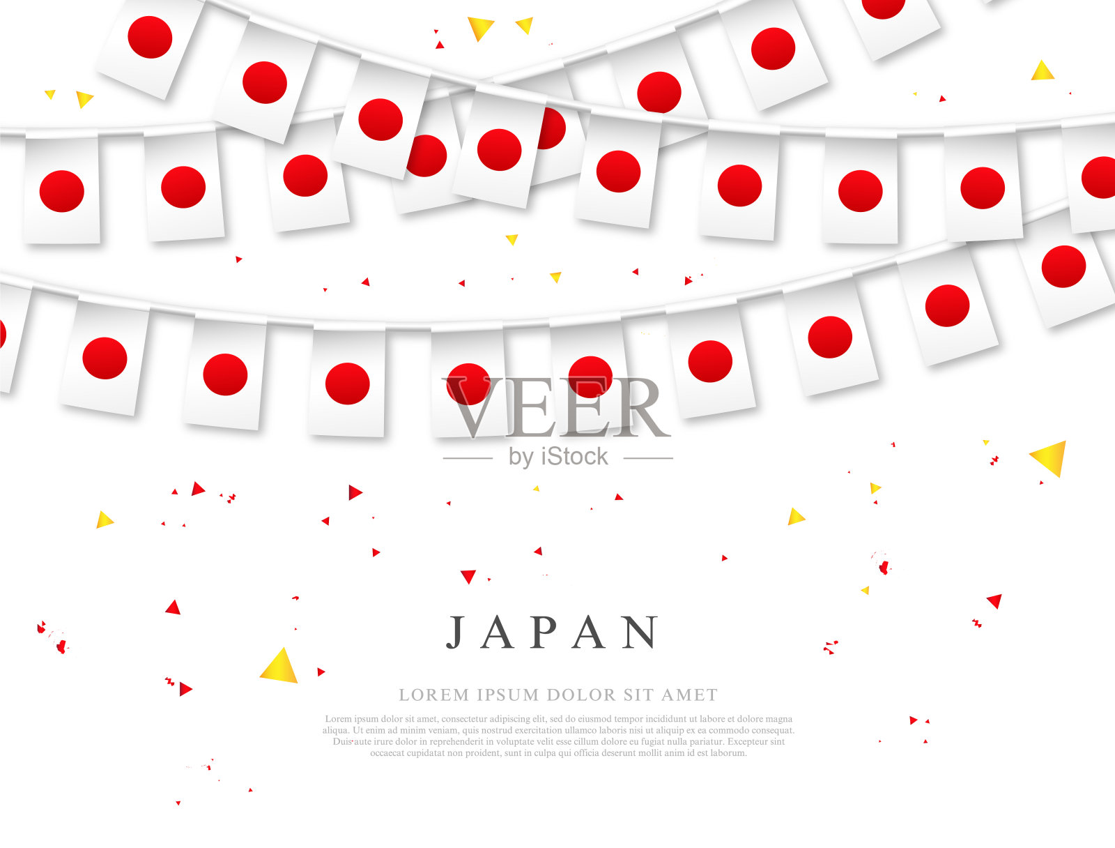 日本国旗的花环。日本的独立日。插画图片素材