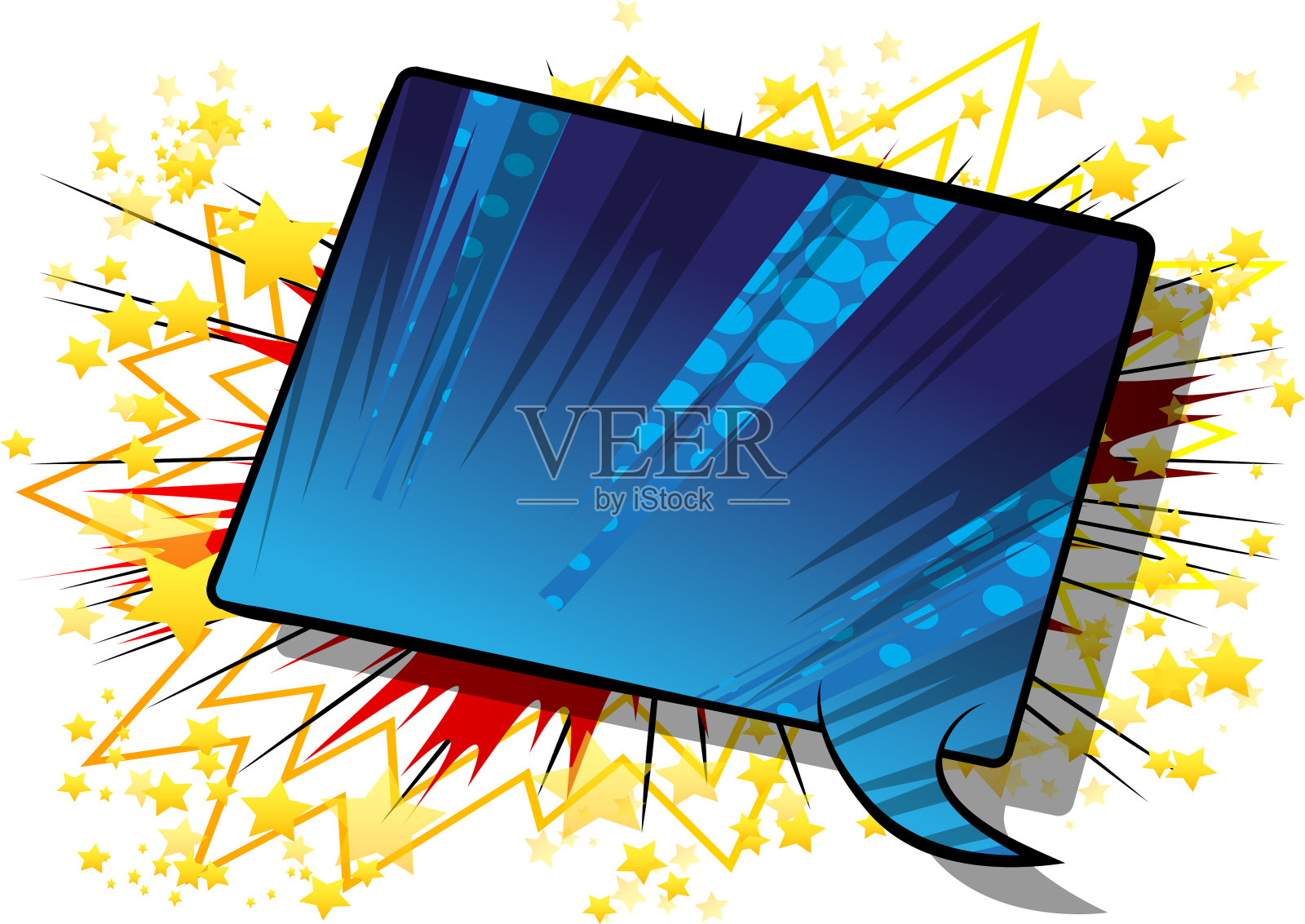 漫画书背景与大彩色语音气泡设计元素图片