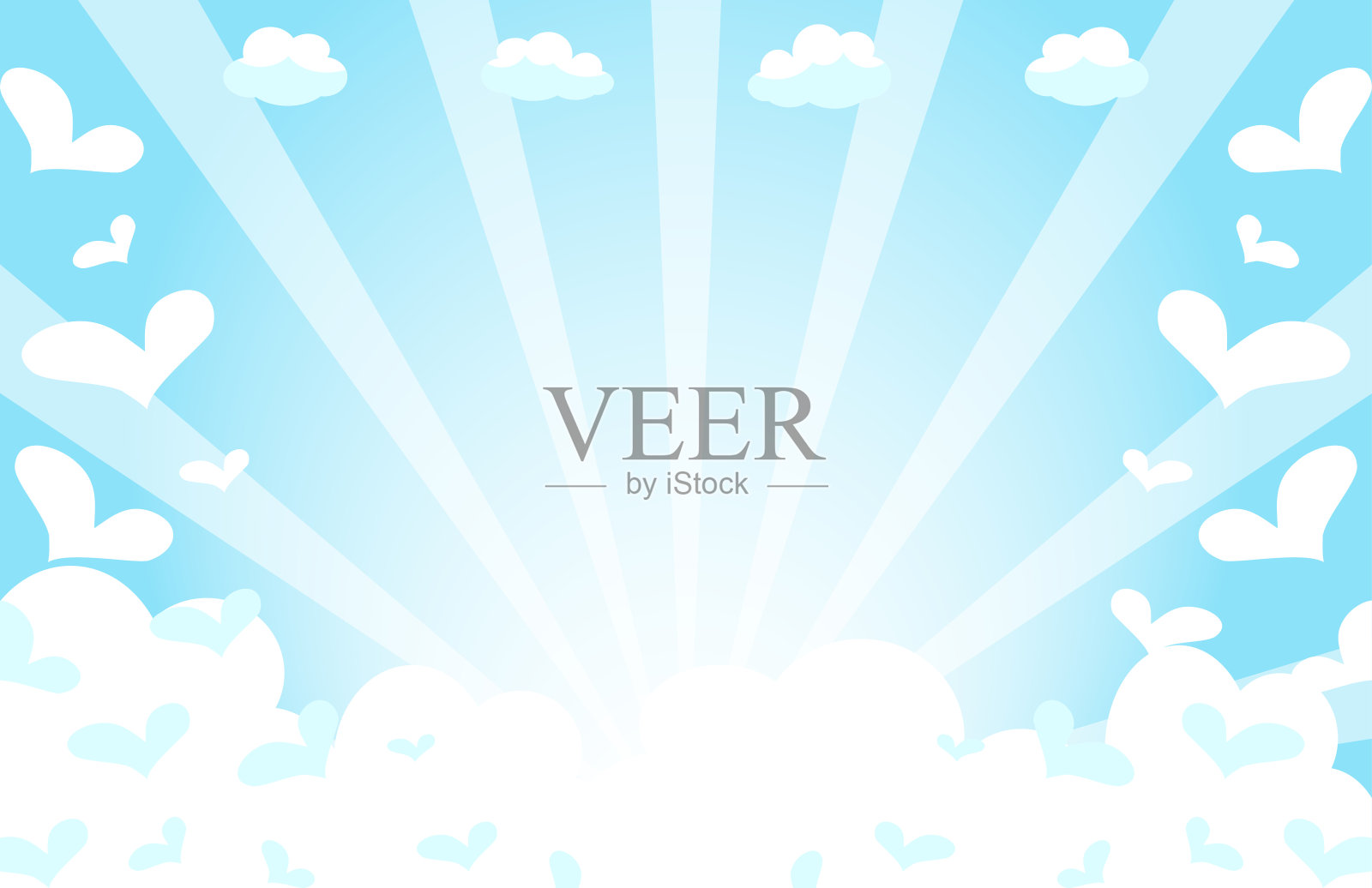 气球和旗帜在天空派对背景矢量插画图片素材