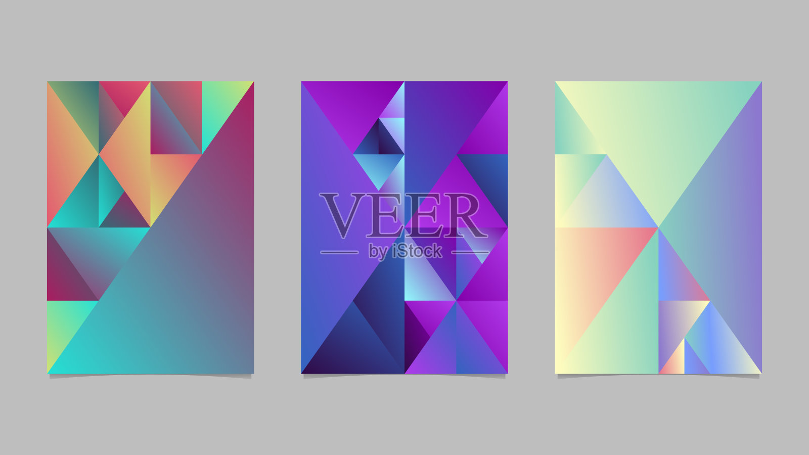 抽象最小几何三角形页面模板设计集插画图片素材