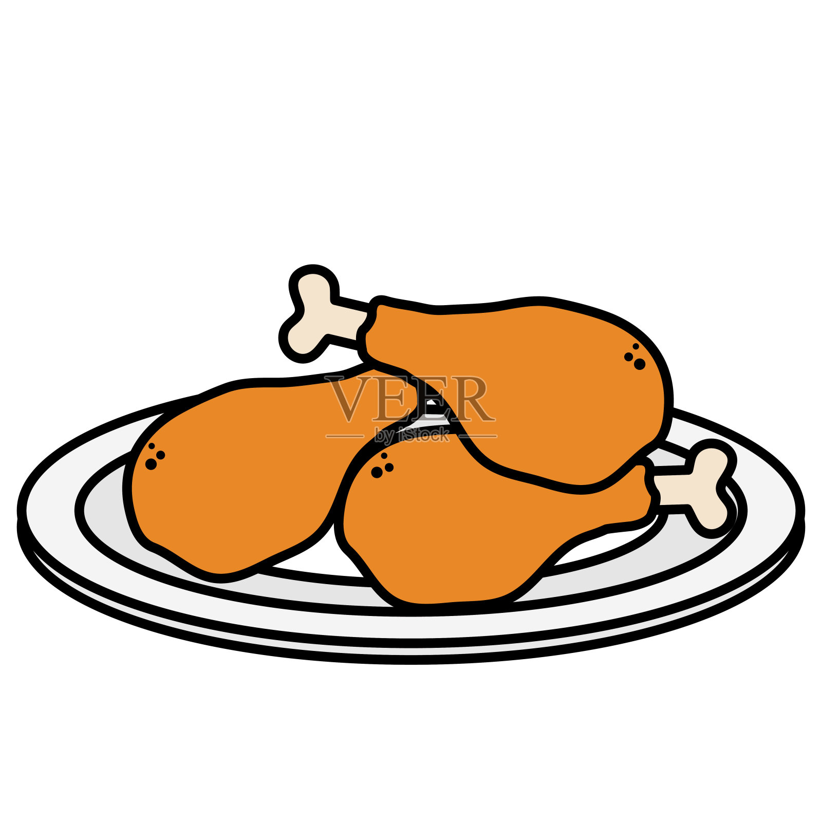 配上美味的鸡大腿插画图片素材