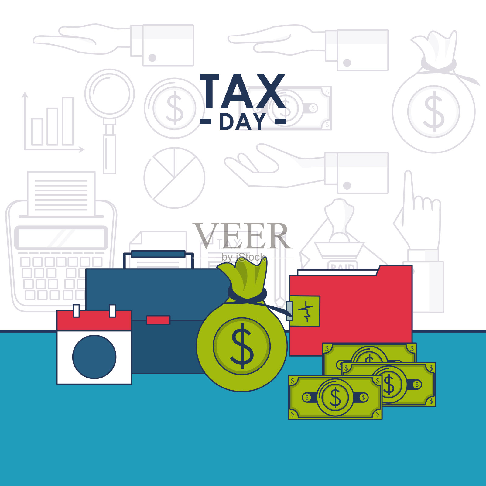 纳税日财务卡插画图片素材