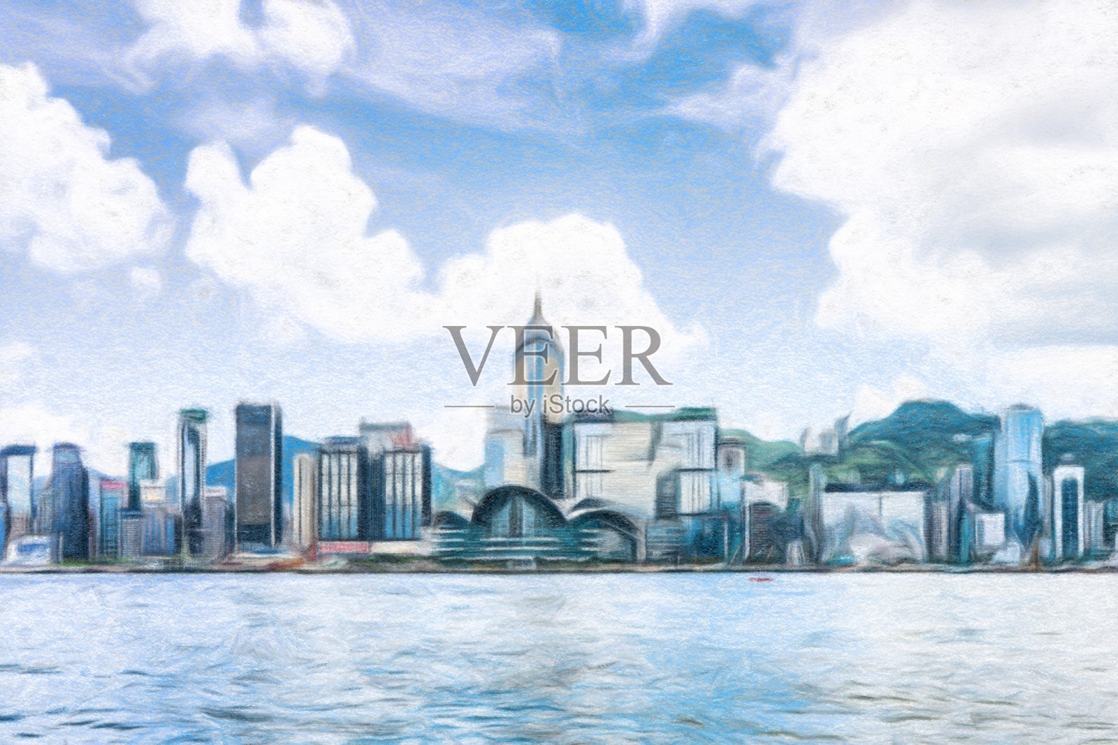 滤镜般的香港插画图片素材