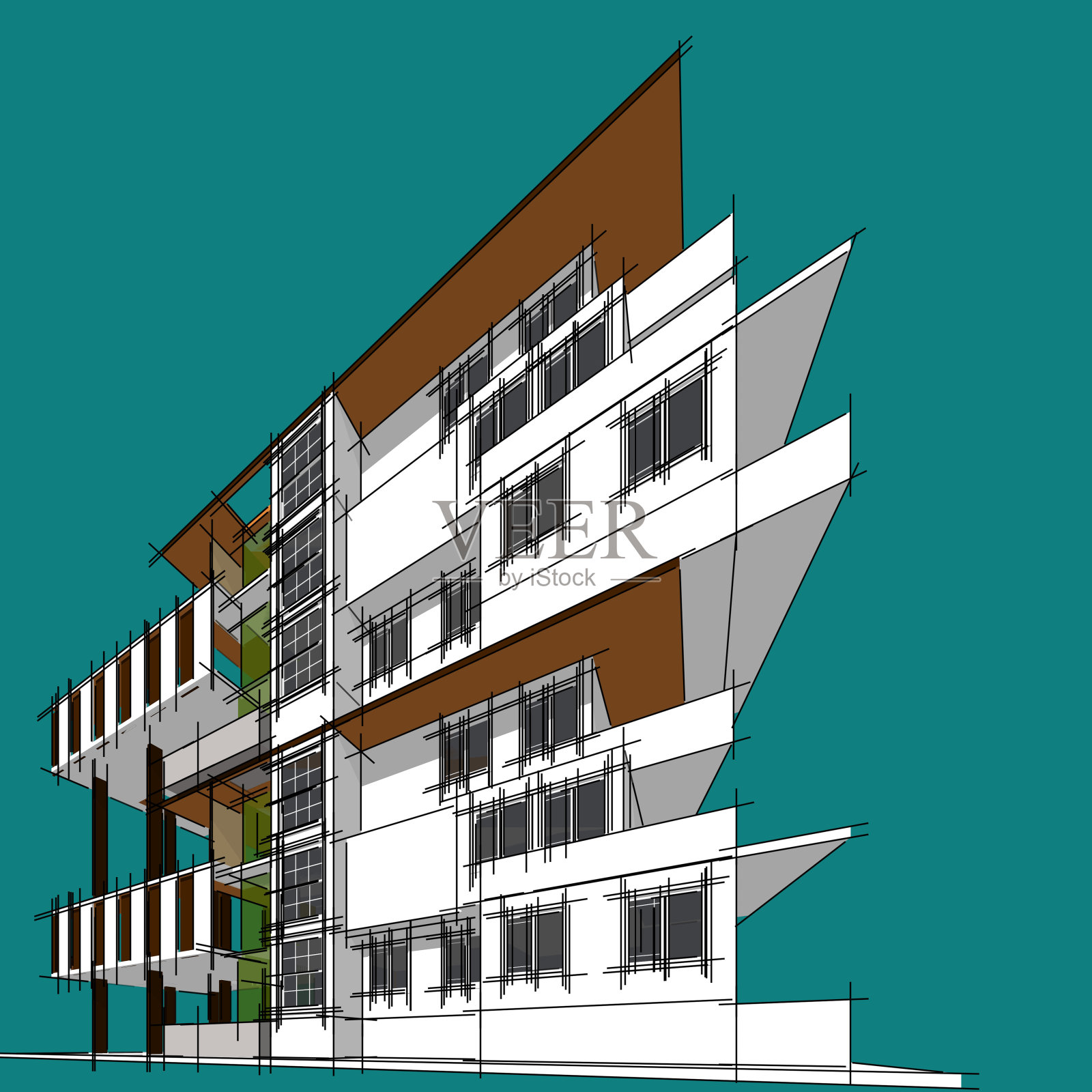 3D插图建筑透视线照片摄影图片