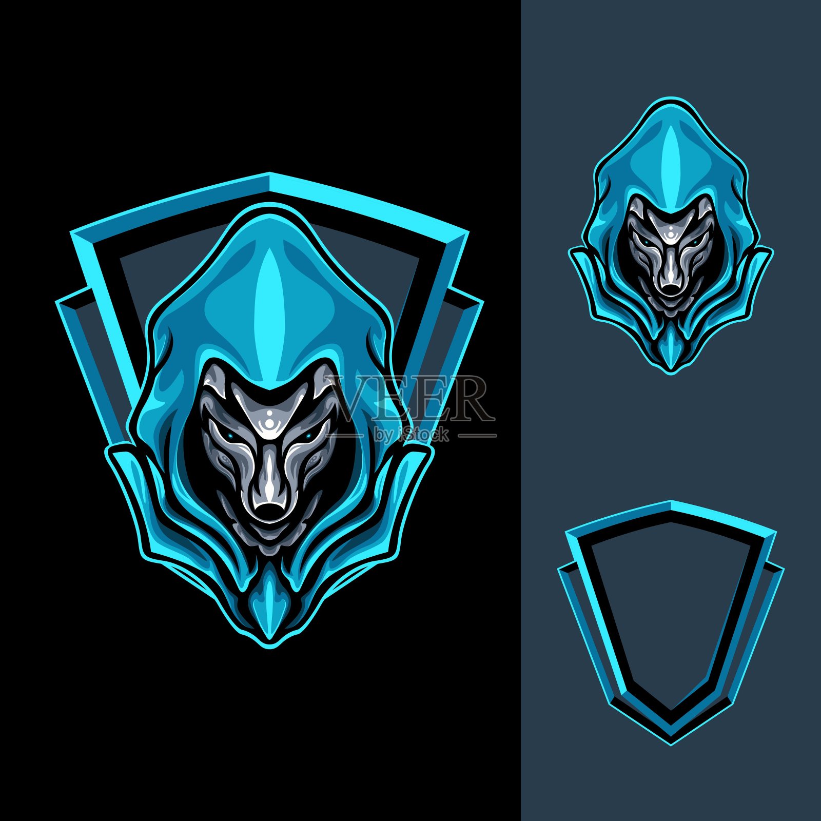 强大的蓝狐狸插画图片素材