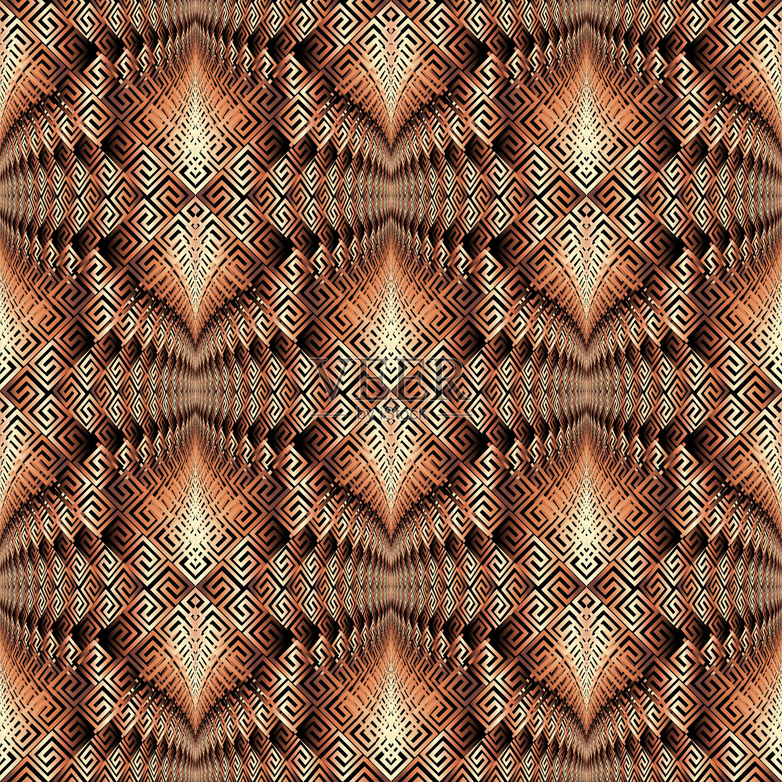 希腊几何装饰活力向量无缝图案。图案现代几何背景。现代重复装饰背景。古古希腊钥匙曲径点缀。几何形状插画图片素材