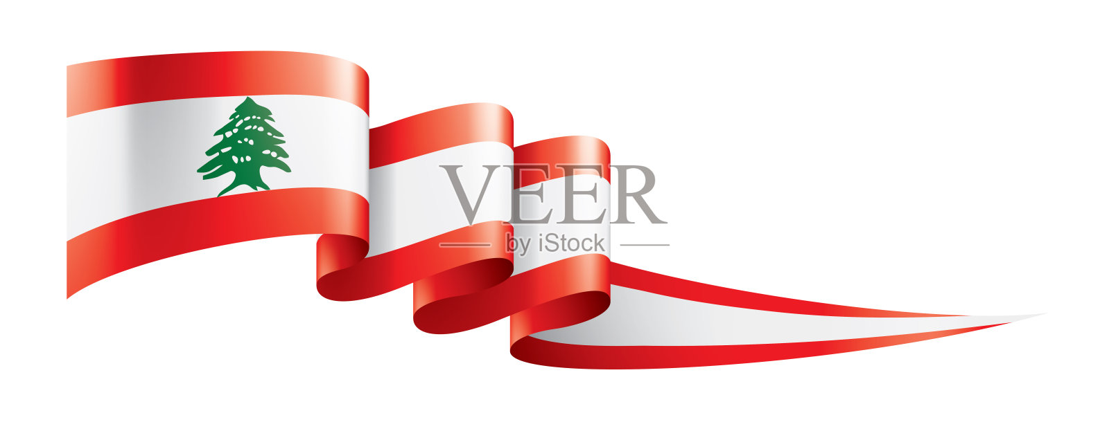 黎巴嫩国旗，矢量插图在白色的背景插画图片素材