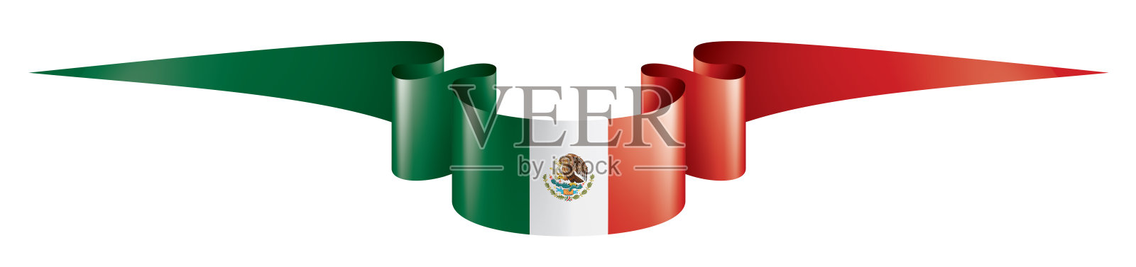 墨西哥国旗，矢量插图在白色的背景插画图片素材