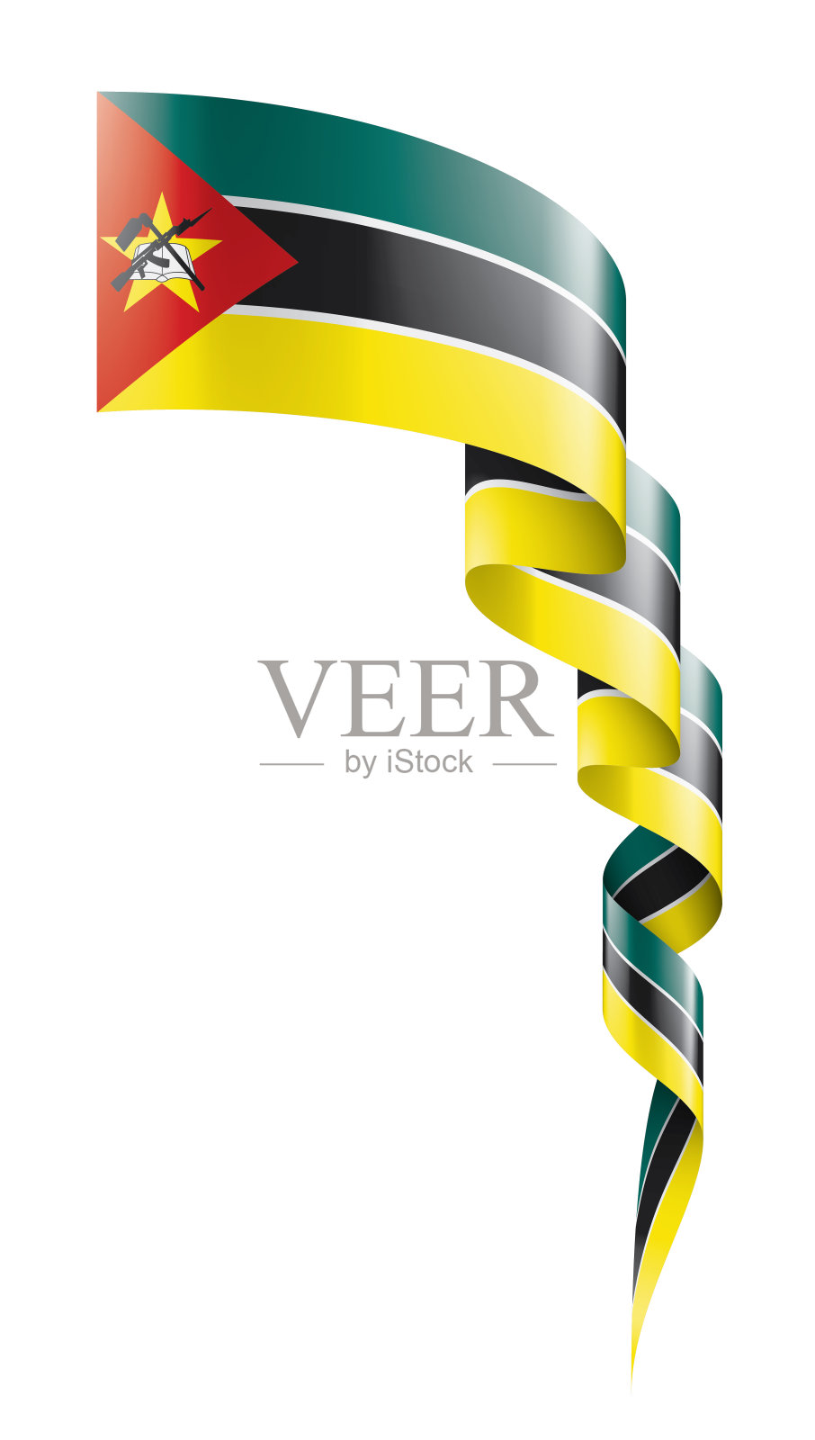 莫桑比克国旗，白色背景矢量插图插画图片素材