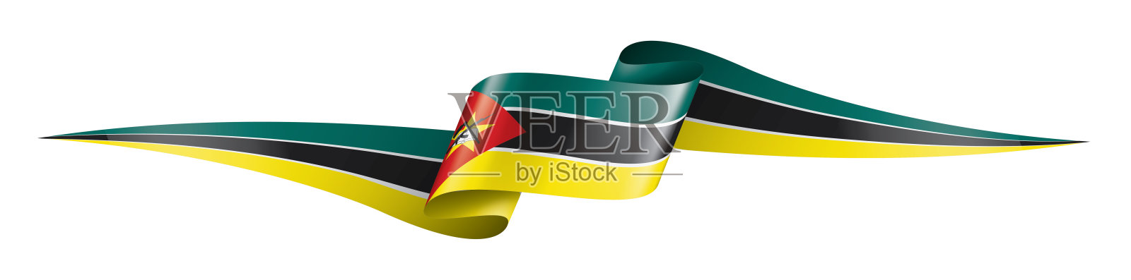 莫桑比克国旗，白色背景矢量插图插画图片素材