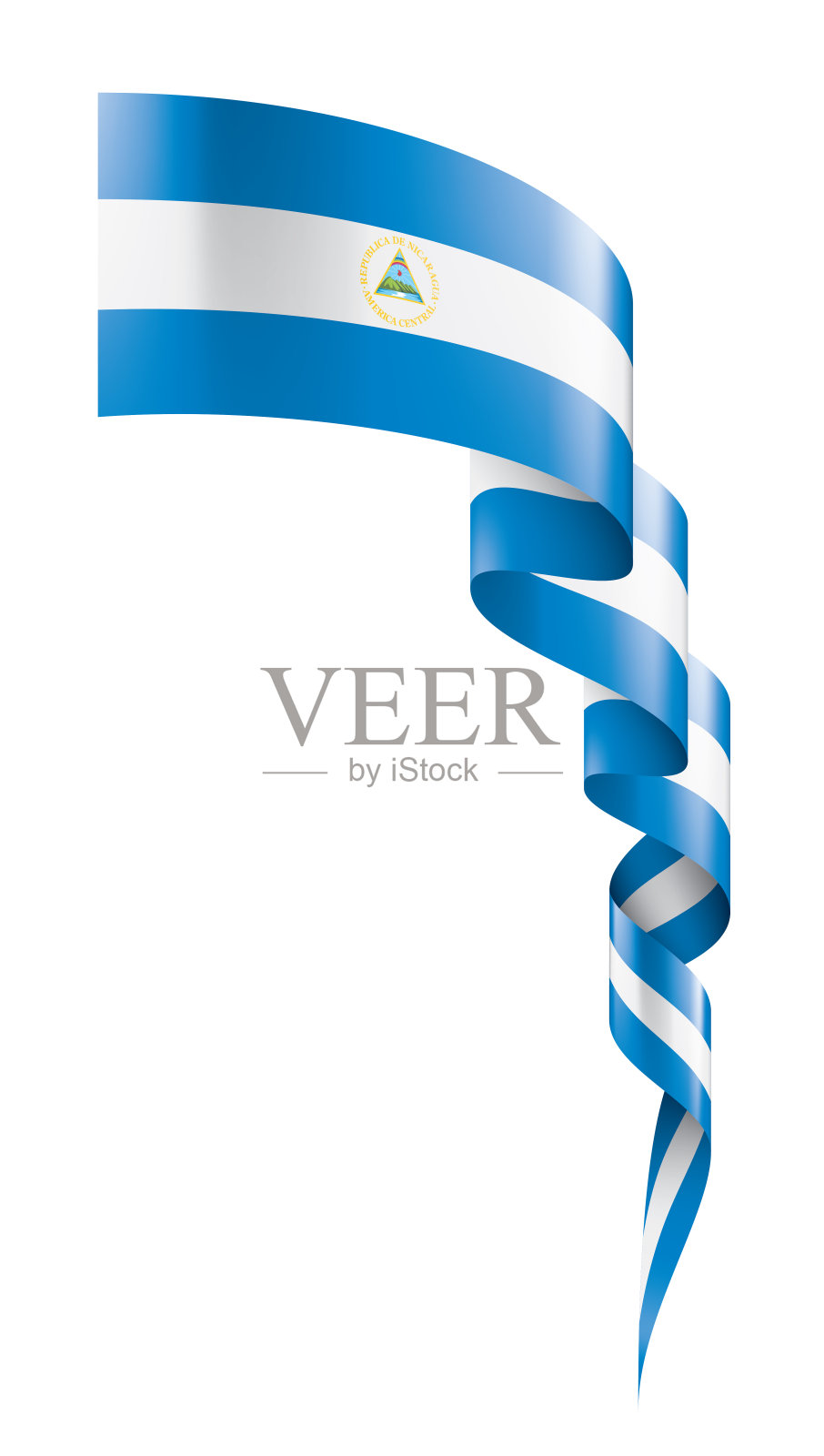尼加拉瓜国旗，矢量插图在白色的背景插画图片素材