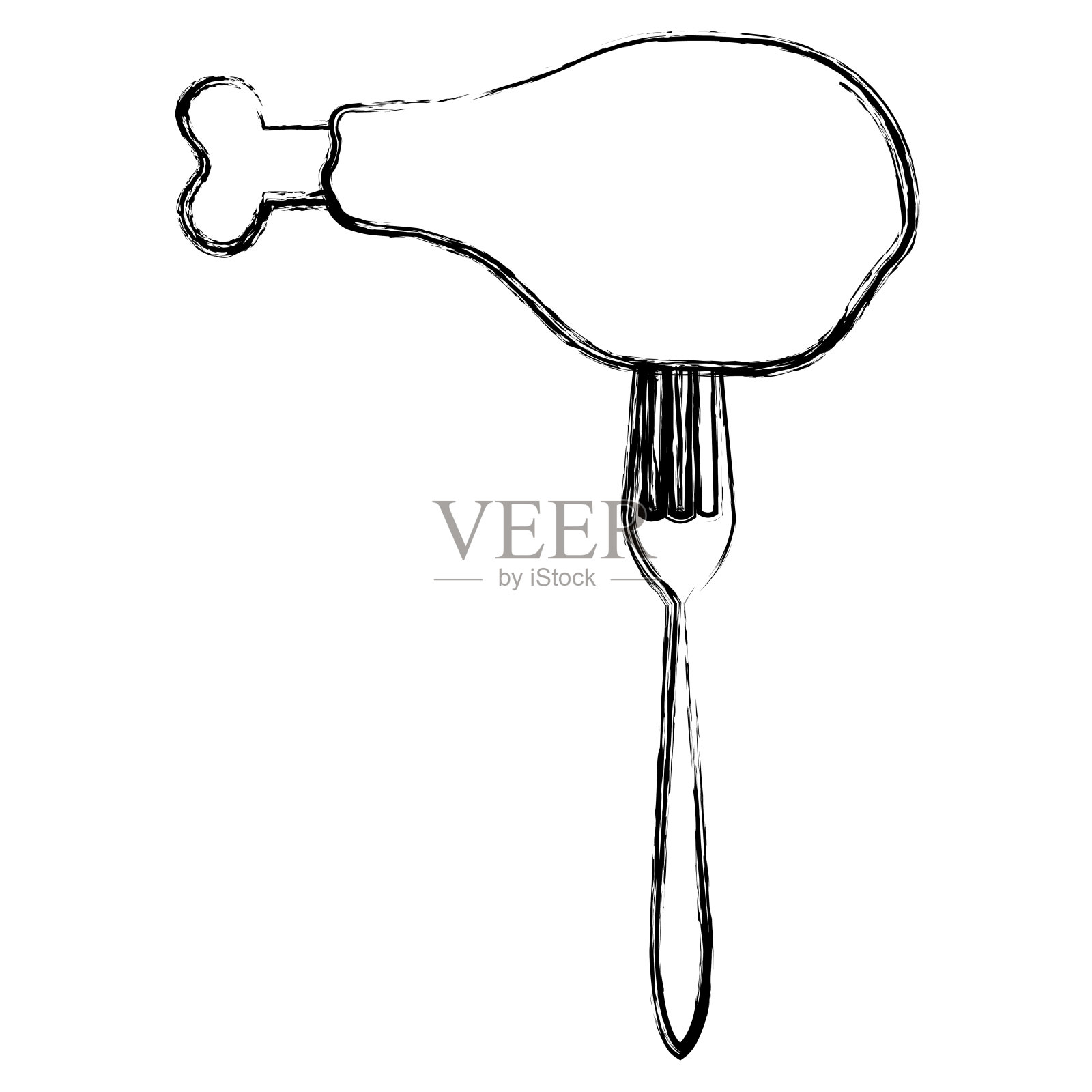 叉子里的鸡腿真好吃设计元素图片