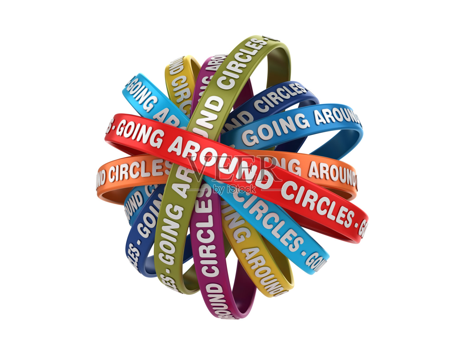 圆形带与绕圆短语- 3D渲染照片摄影图片