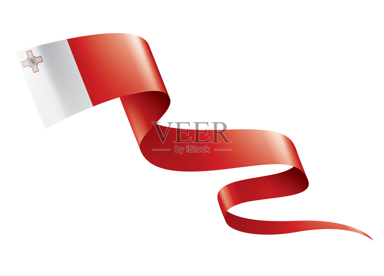 马耳他国旗，白色背景矢量插图插画图片素材