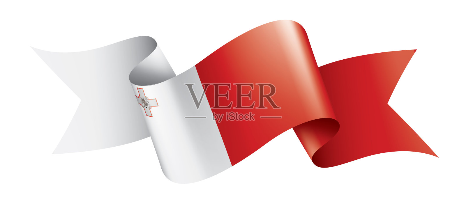 马耳他国旗，白色背景矢量插图插画图片素材