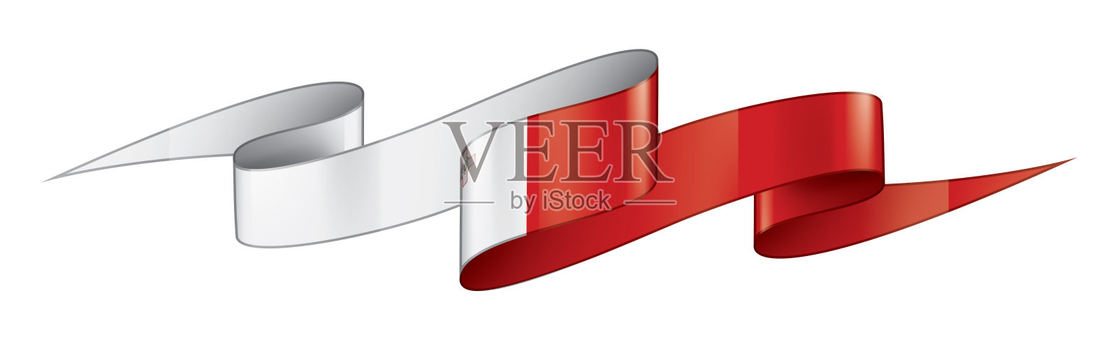 马耳他国旗，白色背景矢量插图插画图片素材