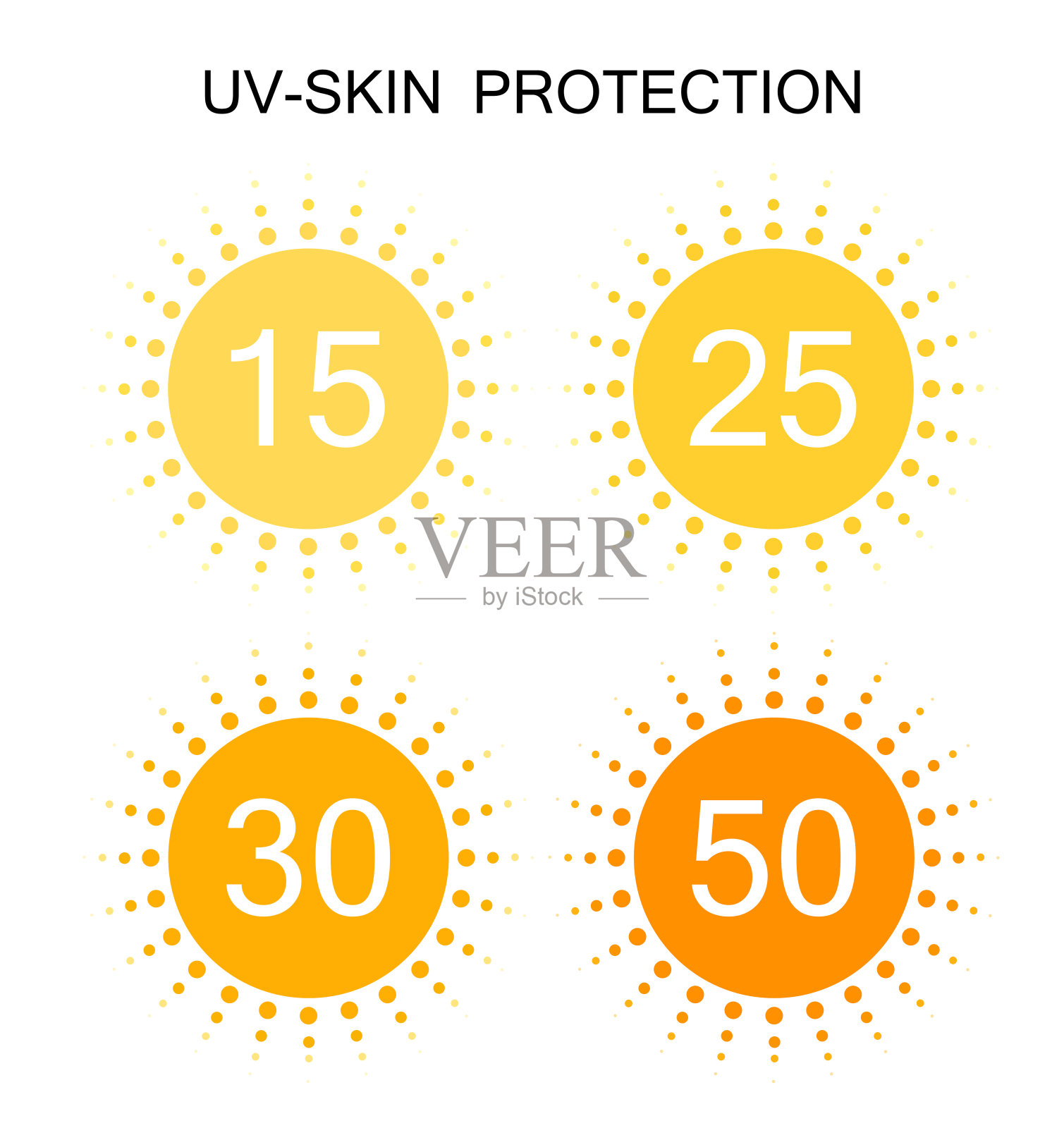 紫外线保护太阳标志图标收集集。矢量图插画图片素材