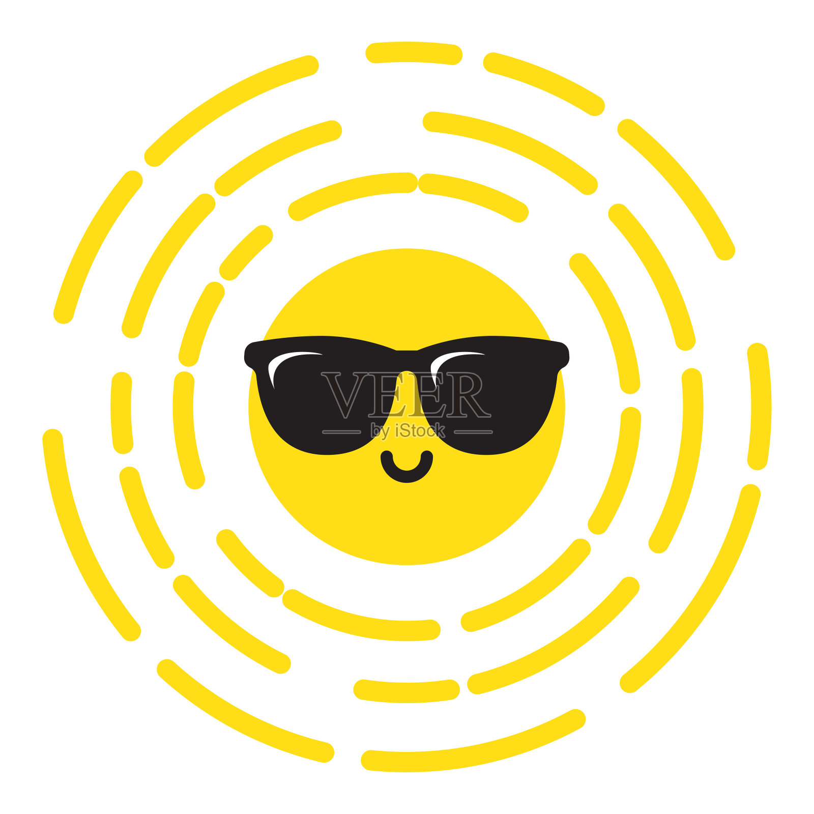 阳光带着墨镜微笑插画图片素材