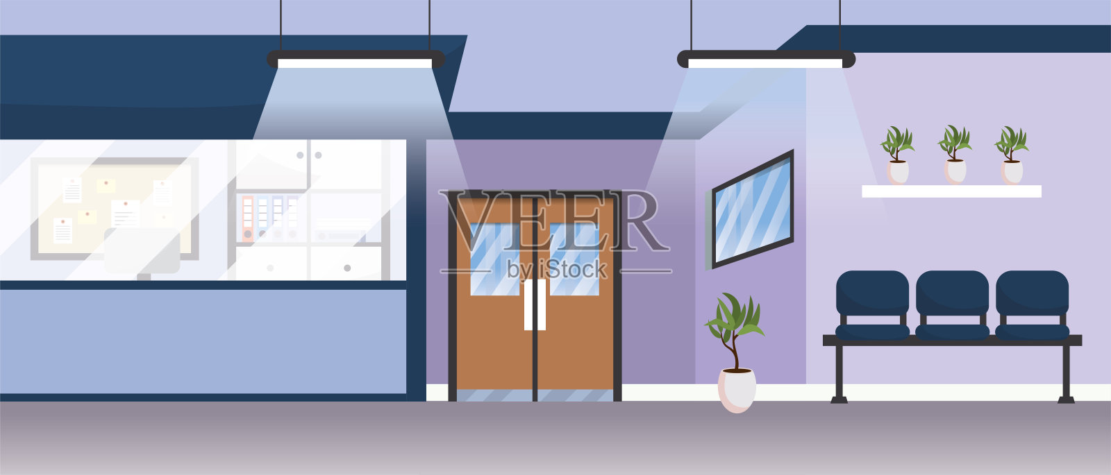 有门和椅子的专业病房插画图片素材