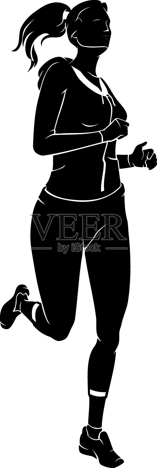 女子慢跑运动剪影设计元素图片