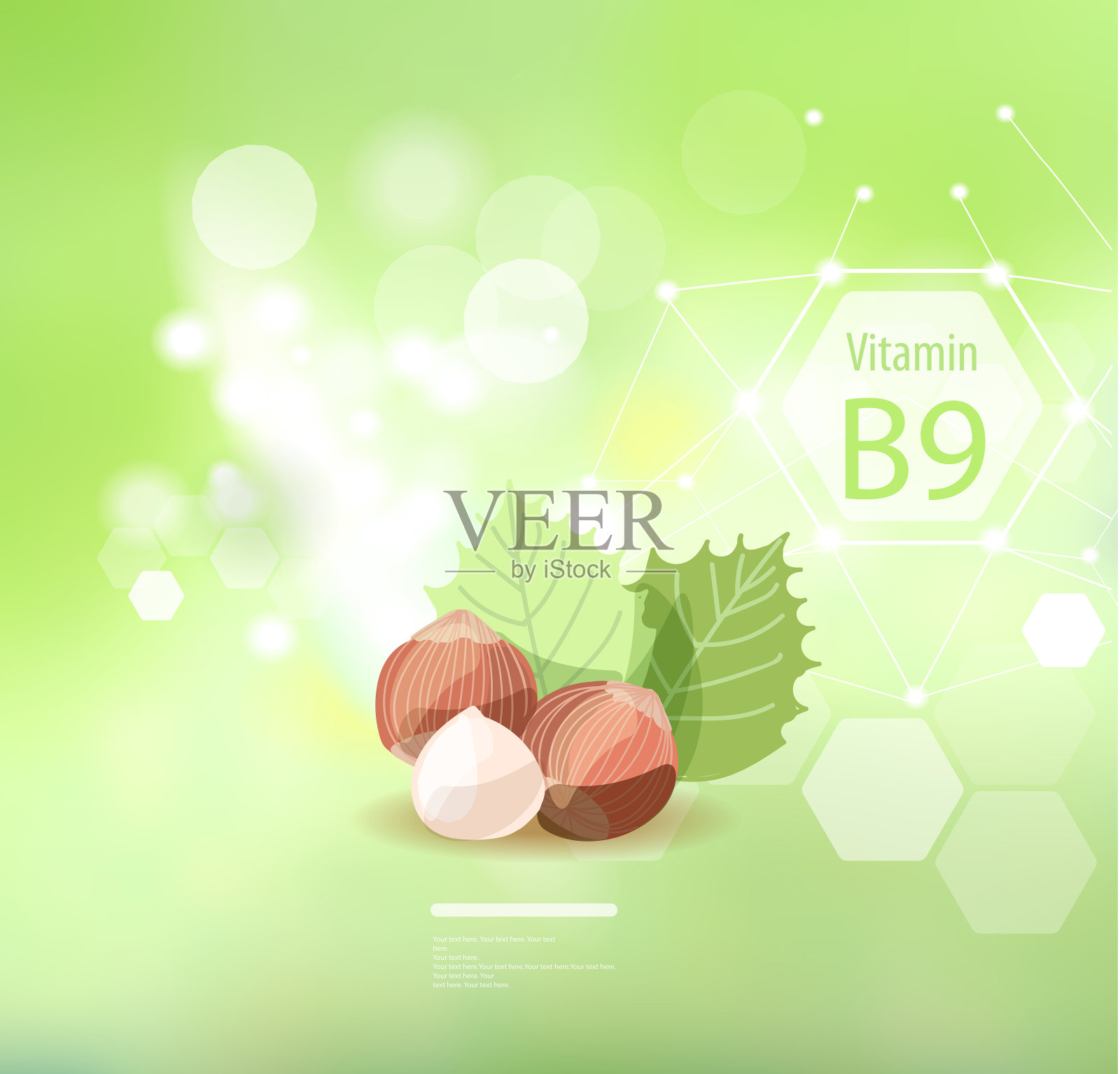 维生素B9的抽象背景。插画图片素材