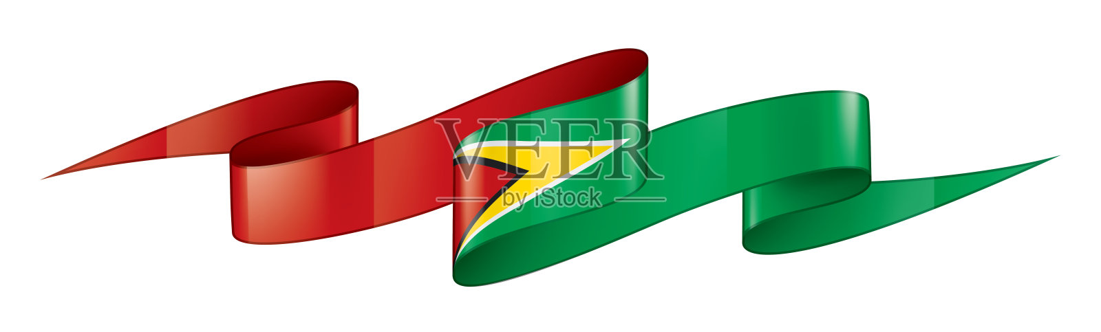 圭亚那国旗，白色背景上的矢量插图插画图片素材