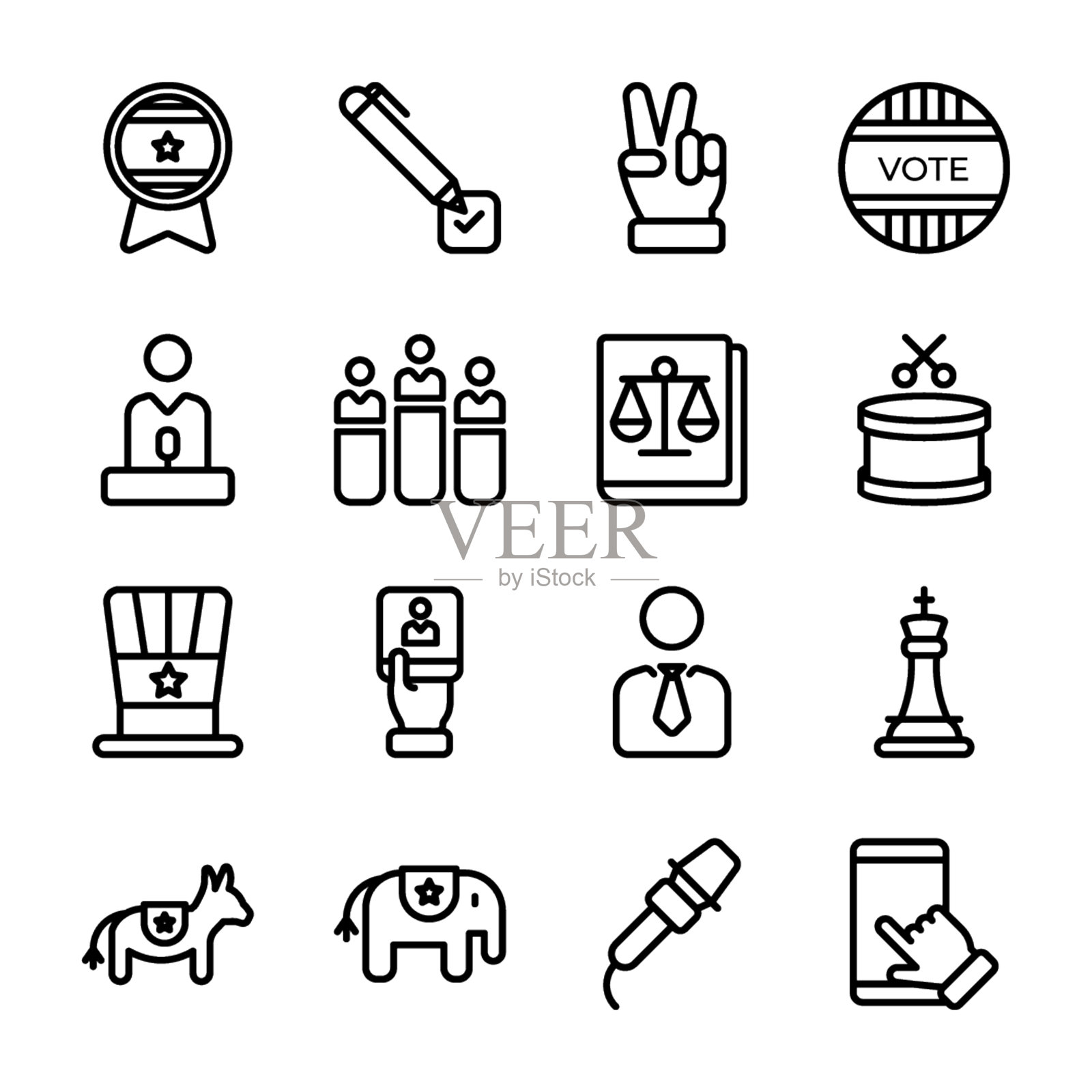 政治路线图标包插画图片素材