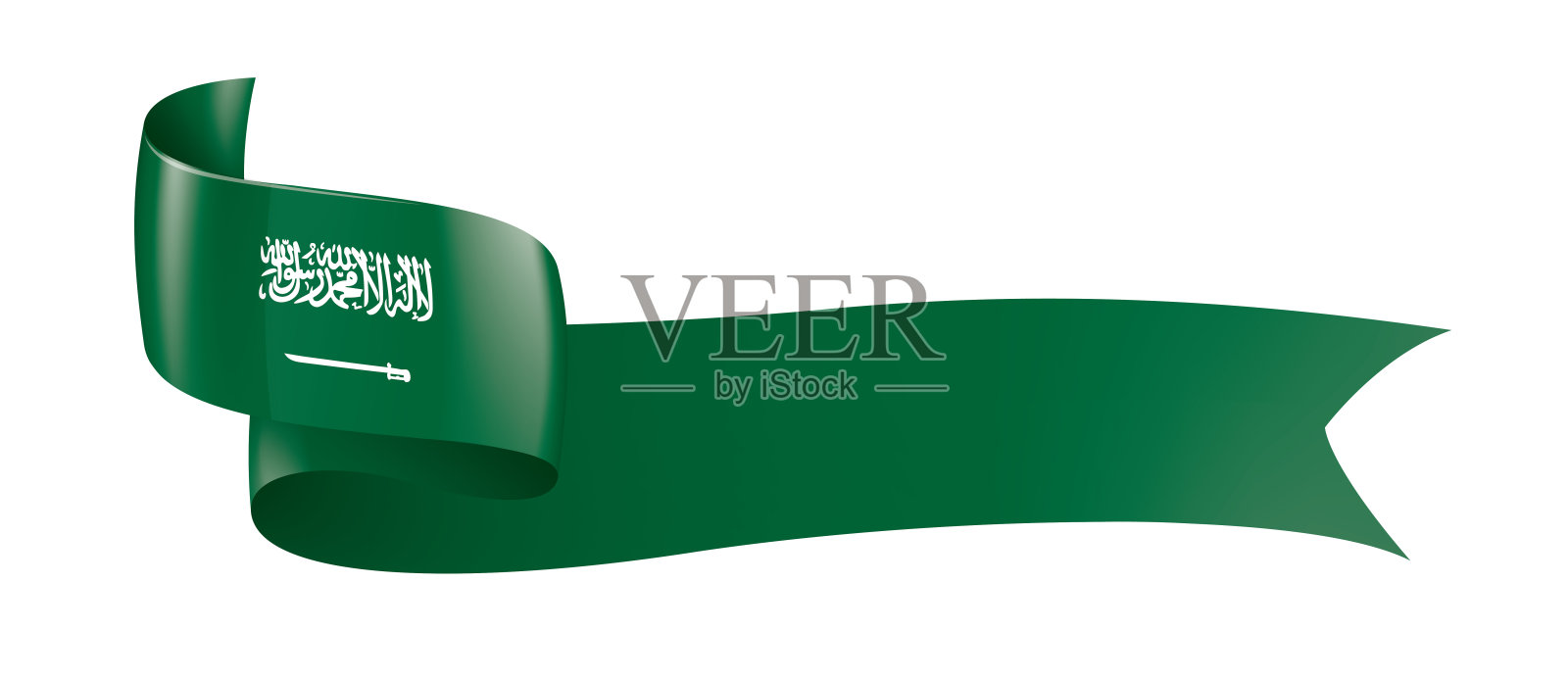 沙特阿拉伯国旗，白色背景矢量插图插画图片素材