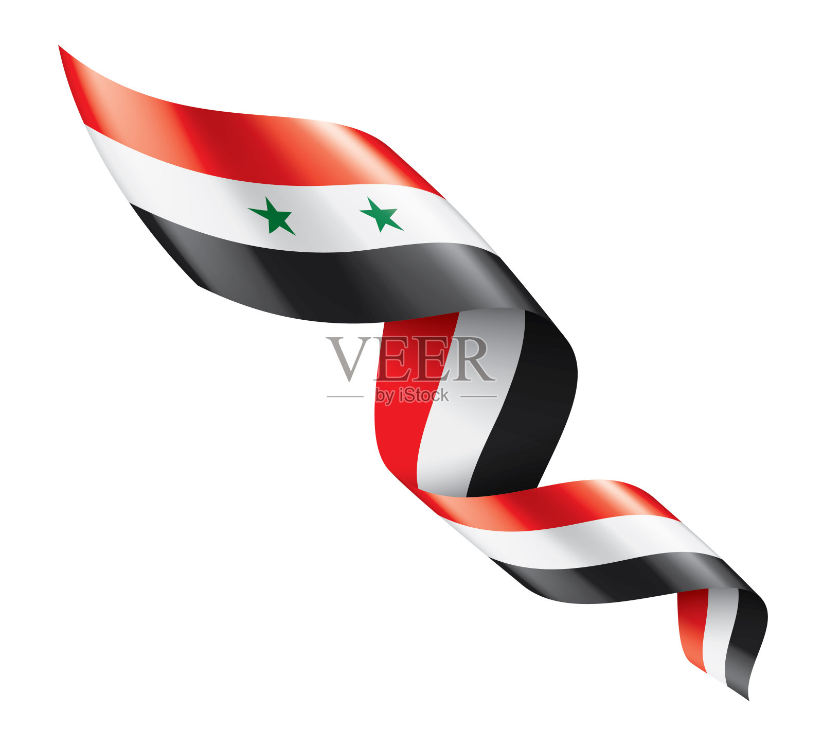 叙利亚国旗，白色背景矢量插图插画图片素材