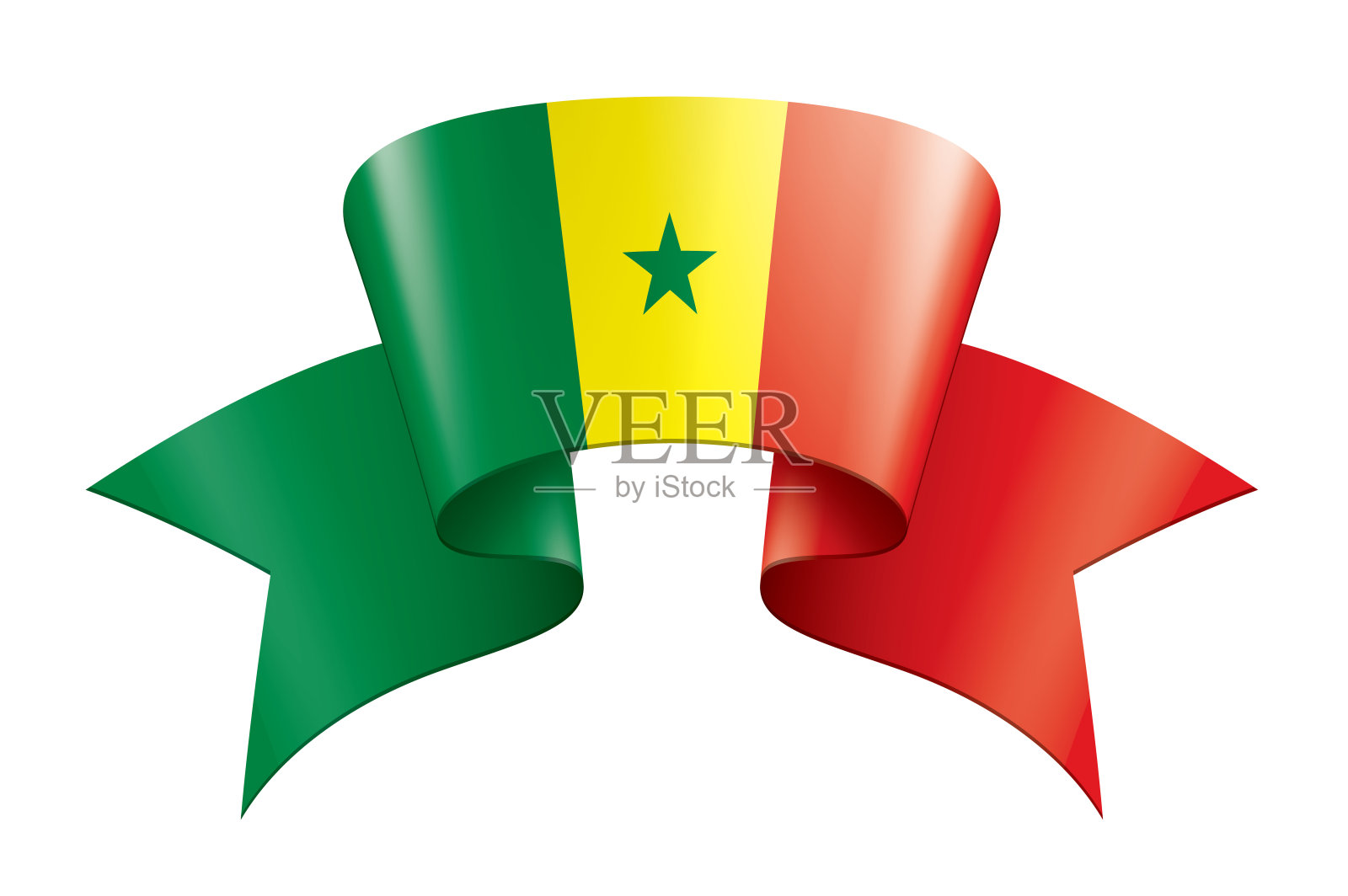 塞内加尔国旗，白色背景上的矢量插图设计元素图片