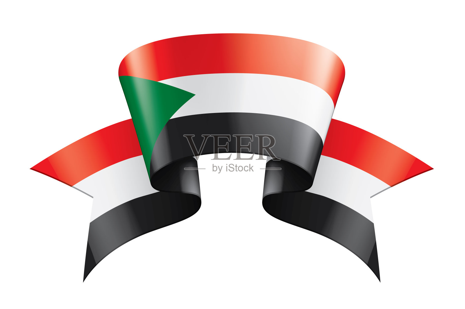 苏丹国旗，矢量插图在白色的背景插画图片素材
