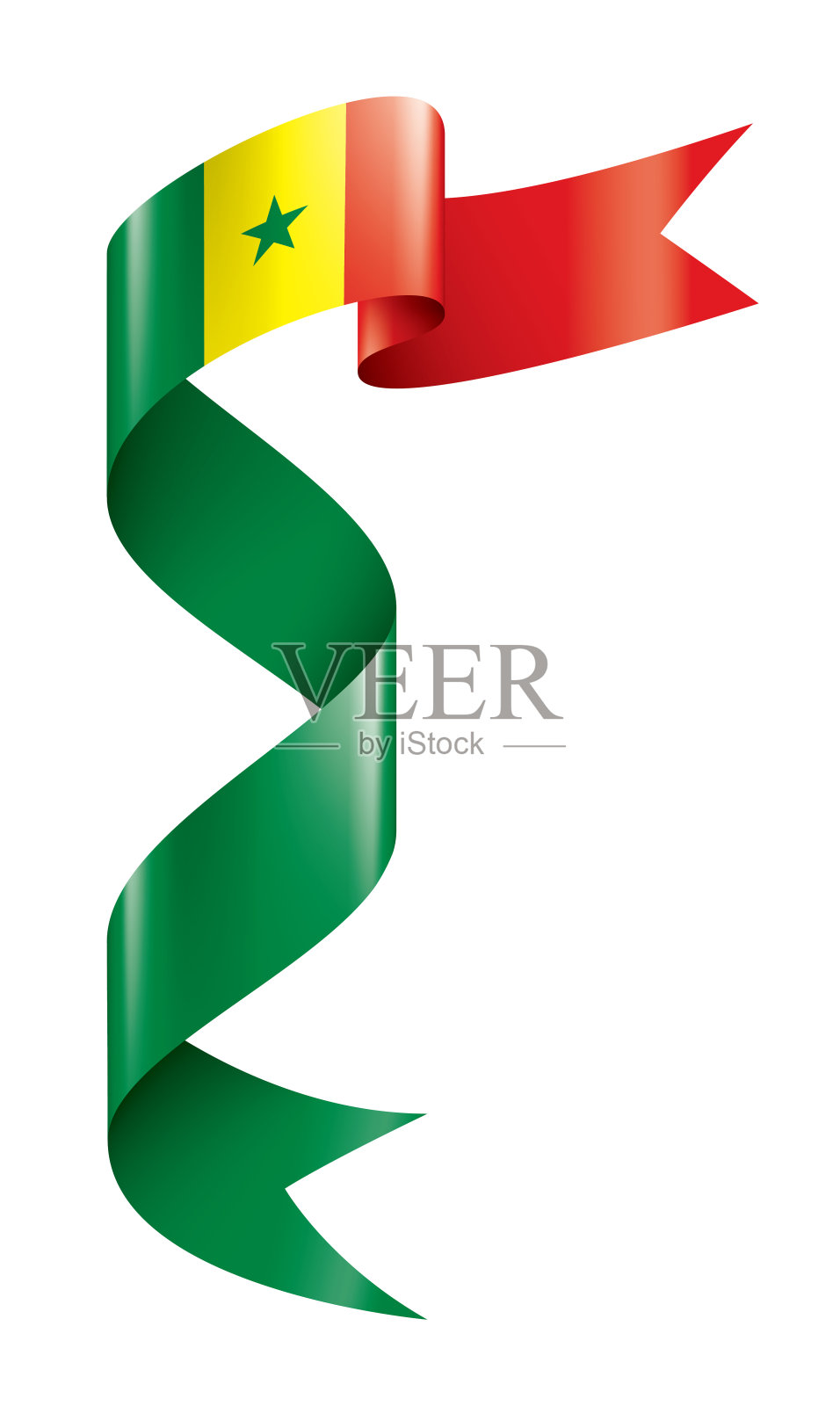 塞内加尔国旗，白色背景上的矢量插图插画图片素材