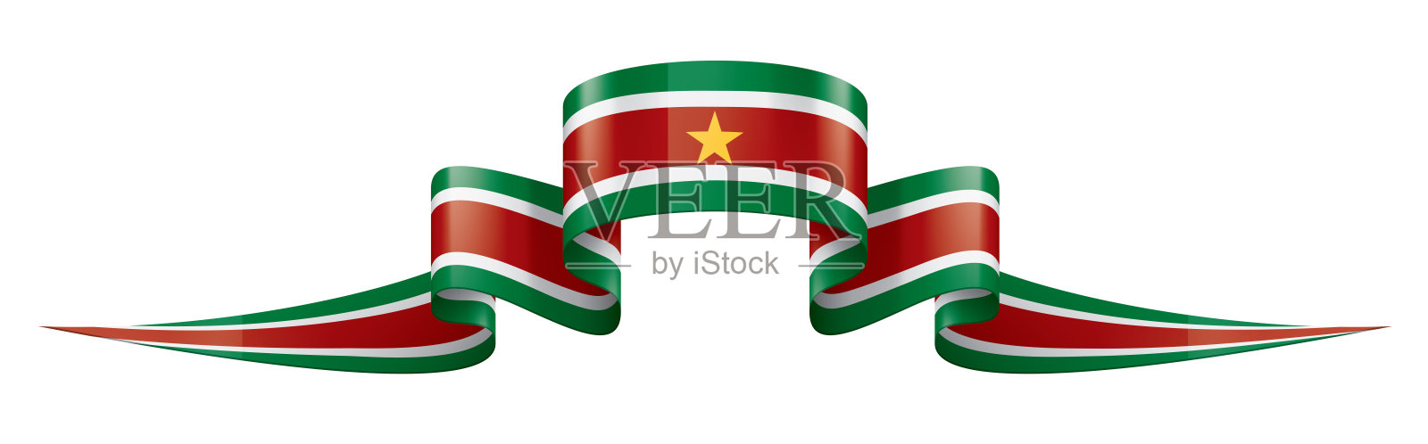 苏里南国旗，白色背景矢量插图设计元素图片